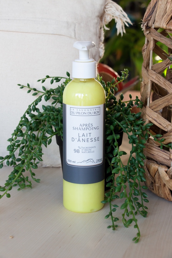 Après-Shampoing au Lait d&rsquo;ânesse Bio 250ml – La Savonnerie du Pilon du Roy